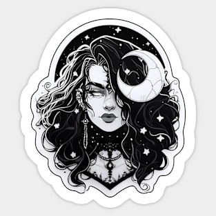 Black and White Astrology Witch Sticker